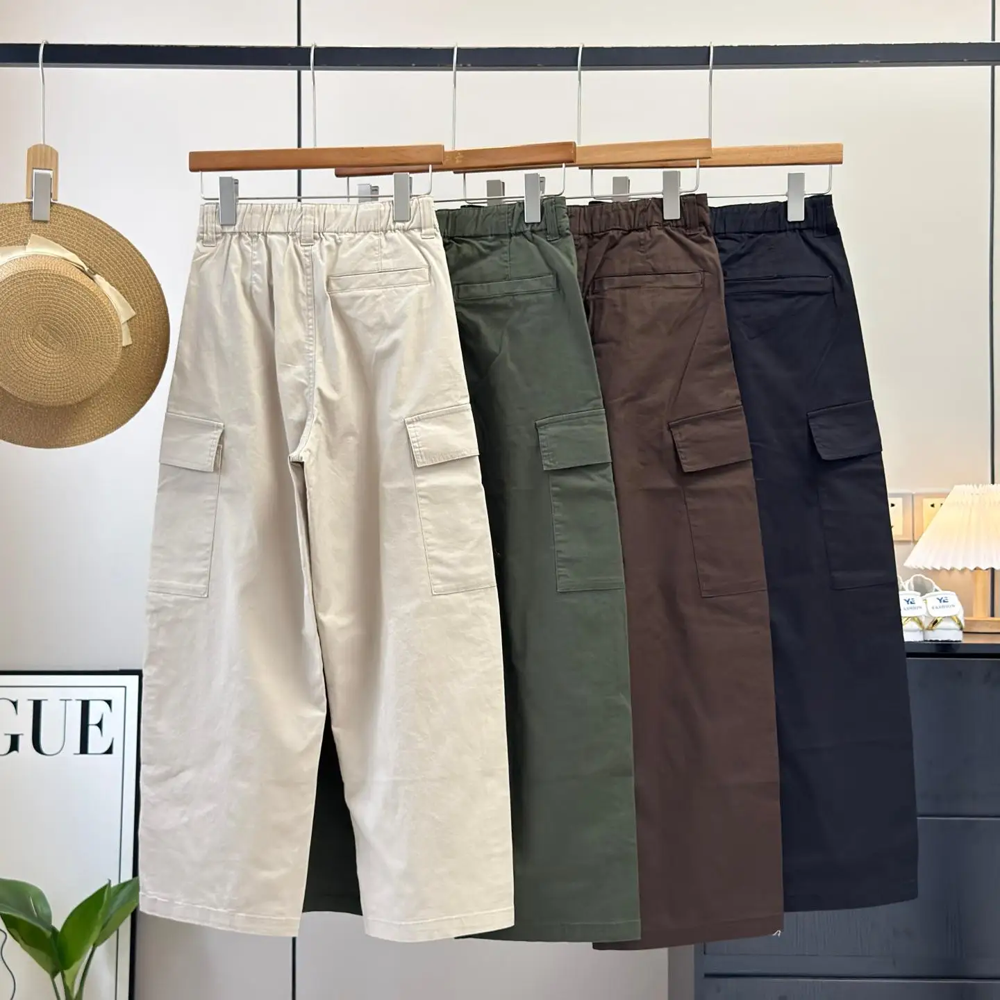 High Waist Loose Fit Casual Pants Women's Spring Summer New Style Multi Pocket Workwear Trousers Wide Leg Casual Pants
