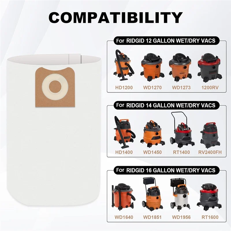 ABVI-7 шт. VF3502 вакуумные мешки для Ridgid 12-16 галлонов WD1950 WD1956 WD1850 WD1851 RV2400HF WD1450 WD1680 WD1270
