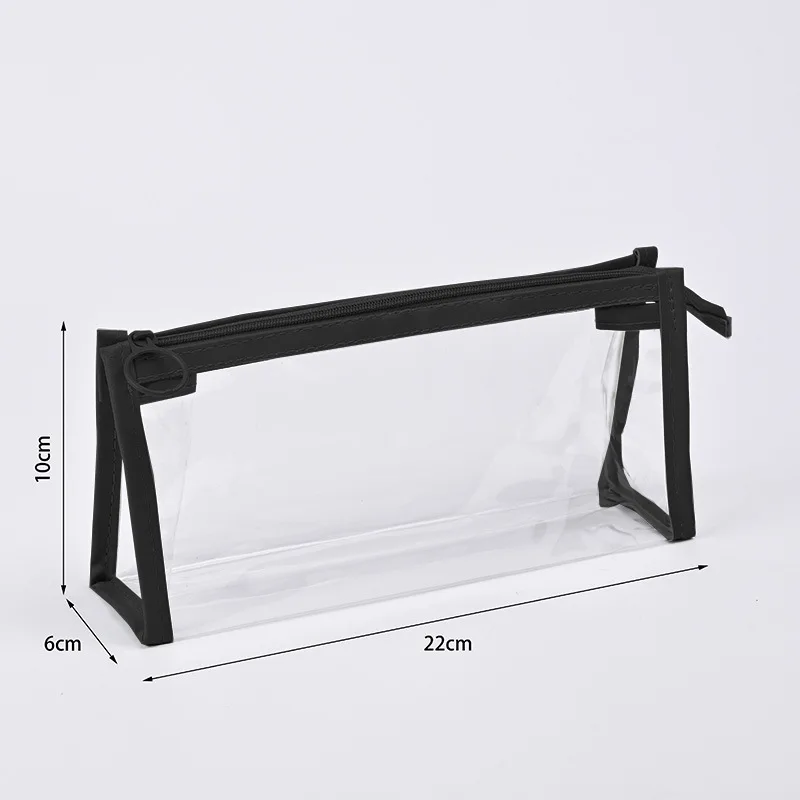MOHAMM 1pc Large Capacity Pencil Case PVC Waterproof Transparent Zipper Portable Makeup Bag