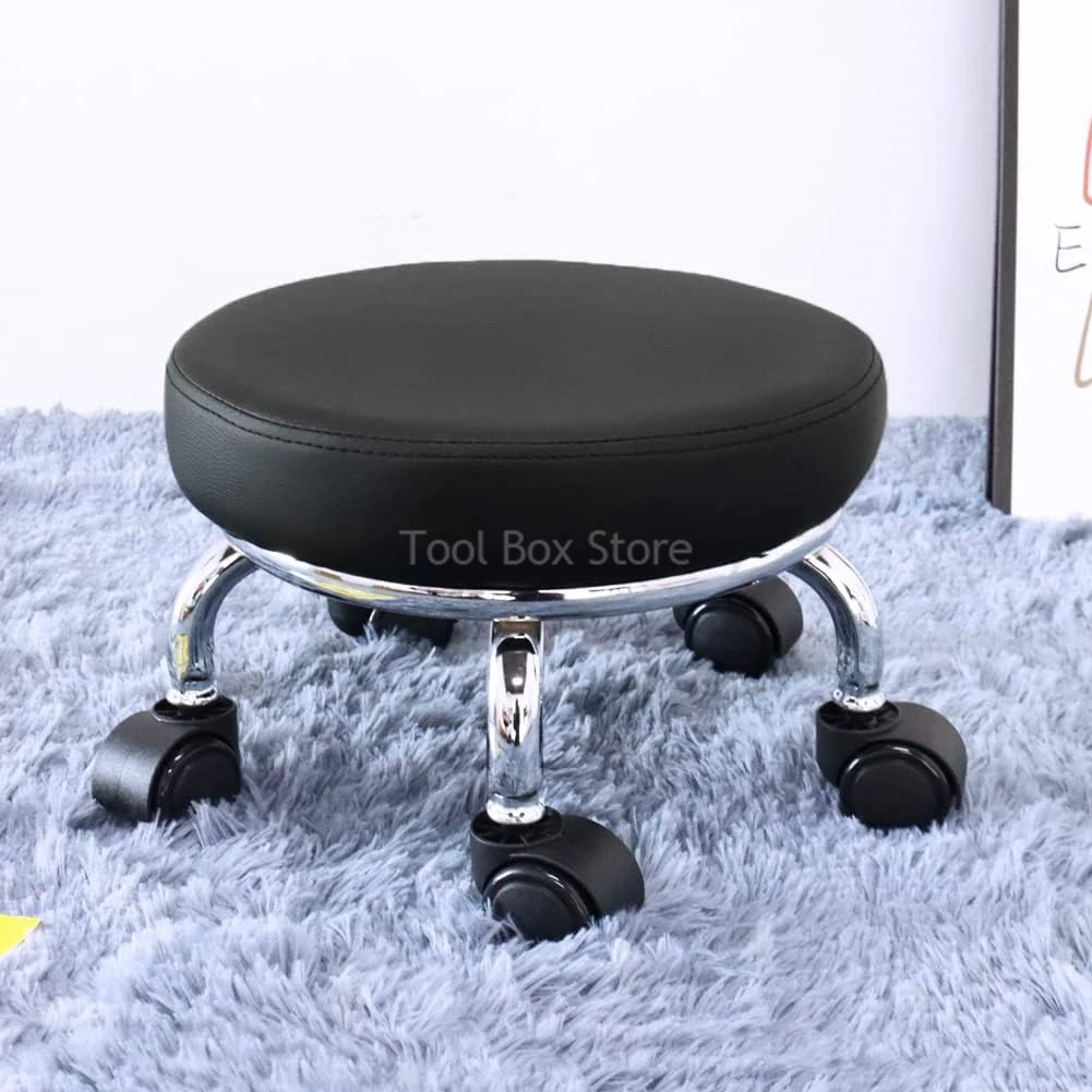 Household Mini Pulley Rolling Round Stool Low Stool Chair Universal Small Stool with Wheel Children\'s Seat Shoes Bench