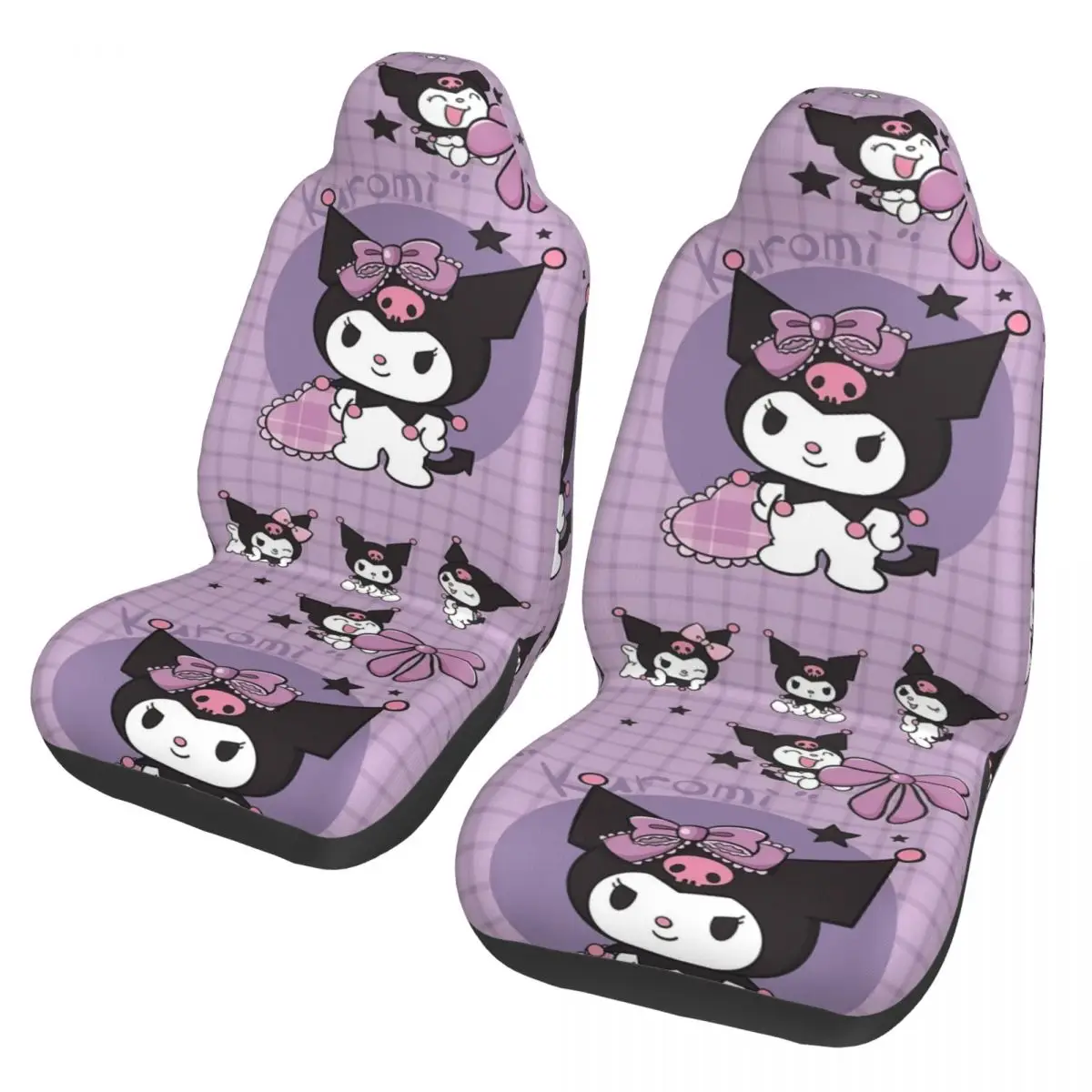 

Универсальный чехол для автомобильного сиденья Purple Kuromi для большинства автомобилей, подходит для всех видов моделей, чехлы на сиденья с героями мультфильмов Kawaii, тканевые охотничьи чехлы