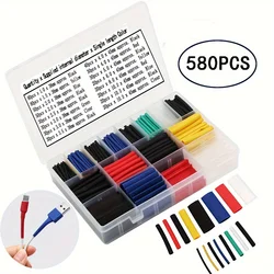 560/580/800 PCS Heat Shrink Tubings 2:1,Wire Cable Wrap Assortment Tube Sets Electric Insulation Heat Shrink Tube Kit (6 colors)