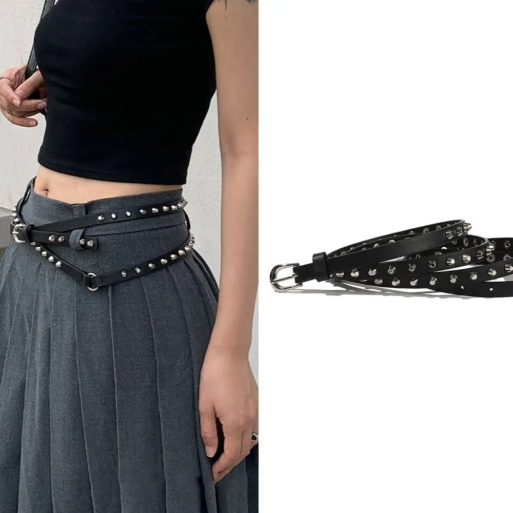 Fashion Luxury Design Rivet Leather Belt Casual Versatile Pin Buckle Waistband Jeans Belt