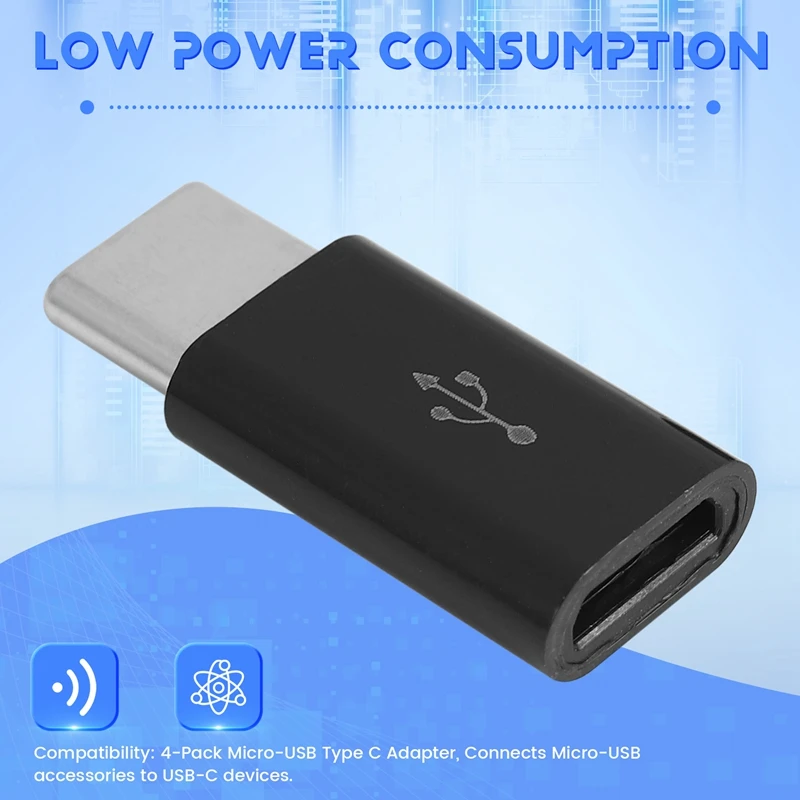 Micro-USB To Usb C Adapter, Mini To Typec Charging Adapter, Usb Type C Adapter Conversion Connector with Resistor-DTD2