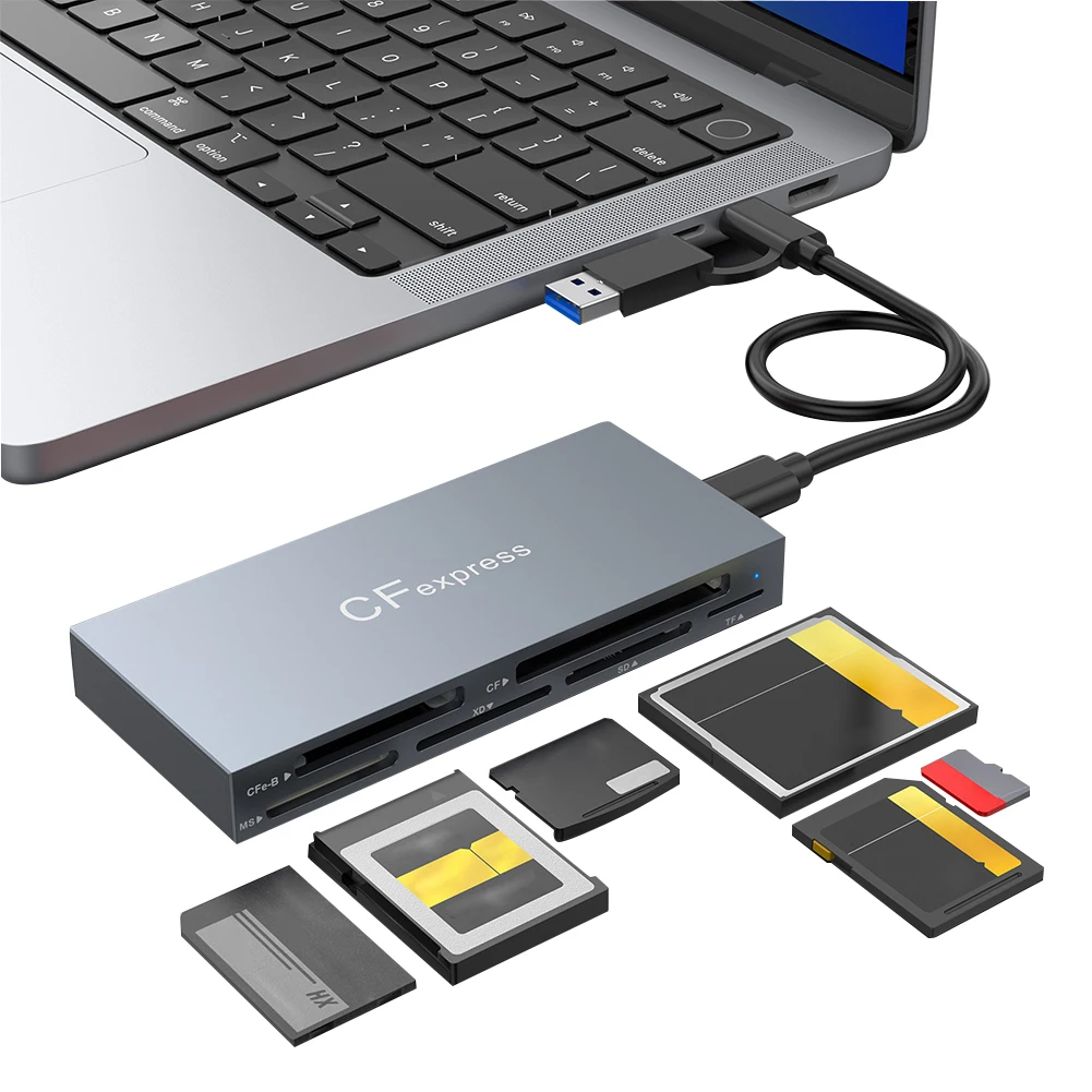 6 in 1 CFexpress Type B/CF/XD/MS/SD/TF Memory Card Reader 10Gbps CF Express B Card Reader with Cable for Windows XP  OS