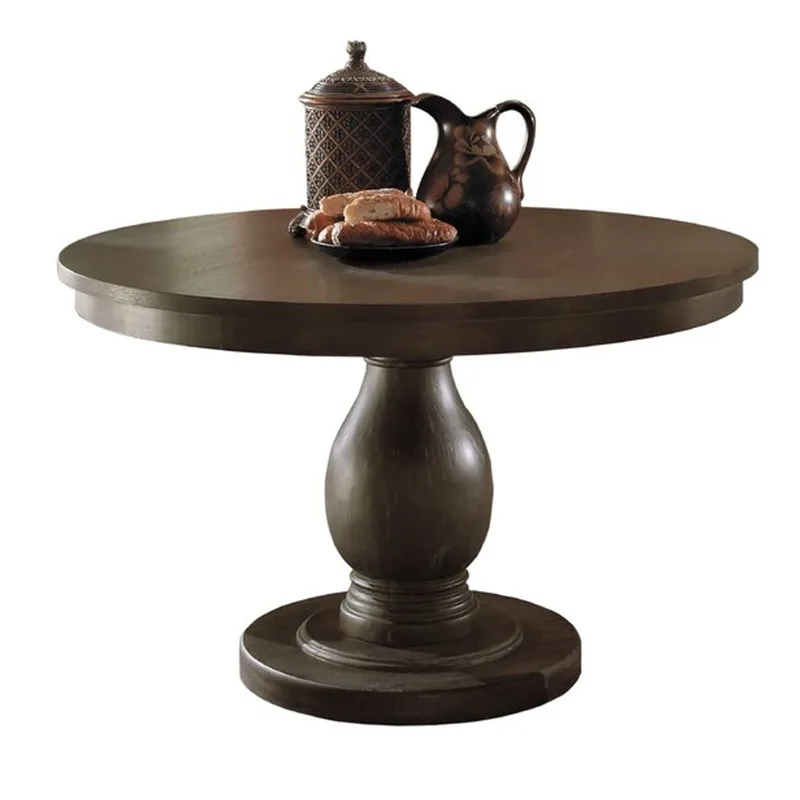 Wholesale Round Pedestal Rustic Solid Wood Restaurant Dining Table