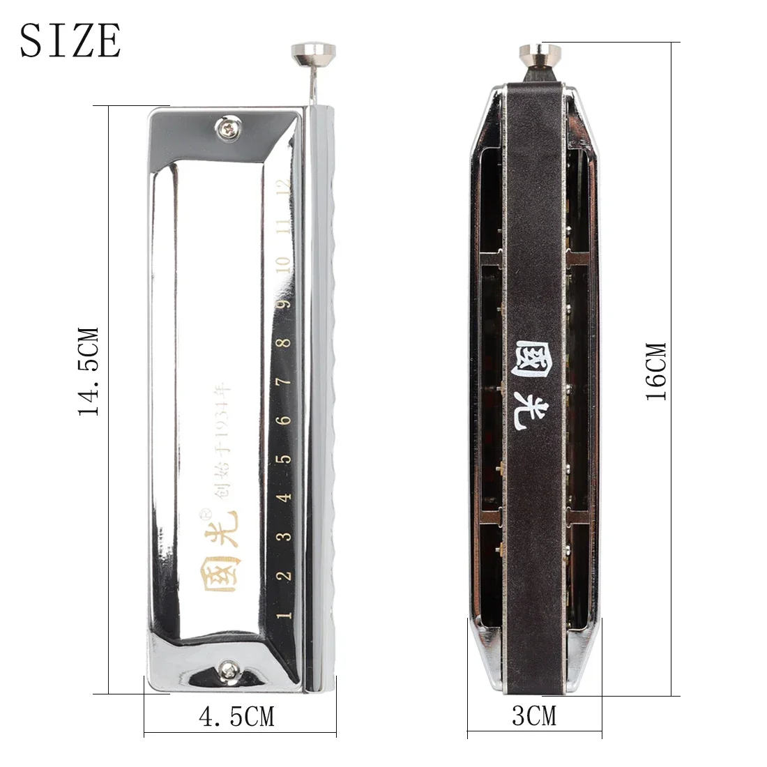 Silver 12 Hole 48 Tones Harmonica Professional Stainless Steel Harmonica for Children/Adult Gift - view 2