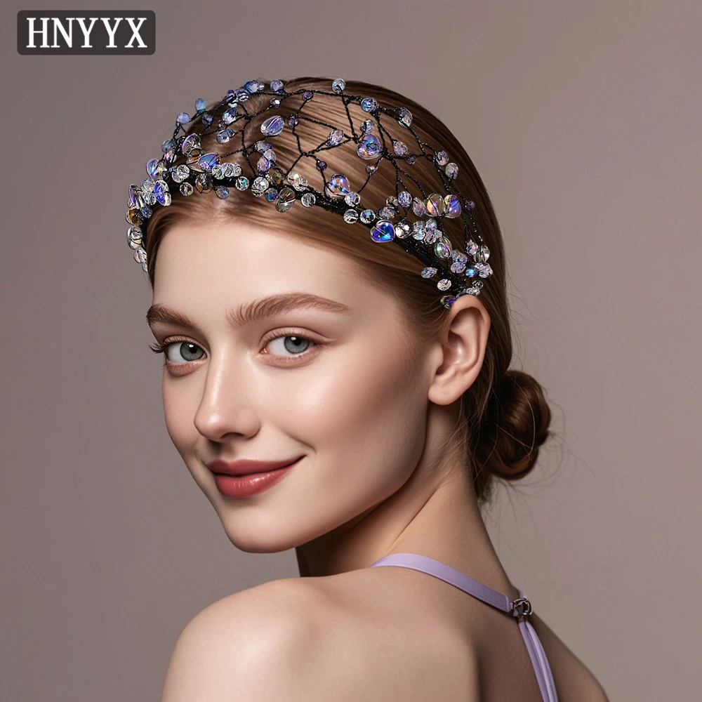 

HNYYX Handmade Woven Headband Elegant Crystal Hairband Unique Design Headdress Bling Party Prom Hair Accessories A327