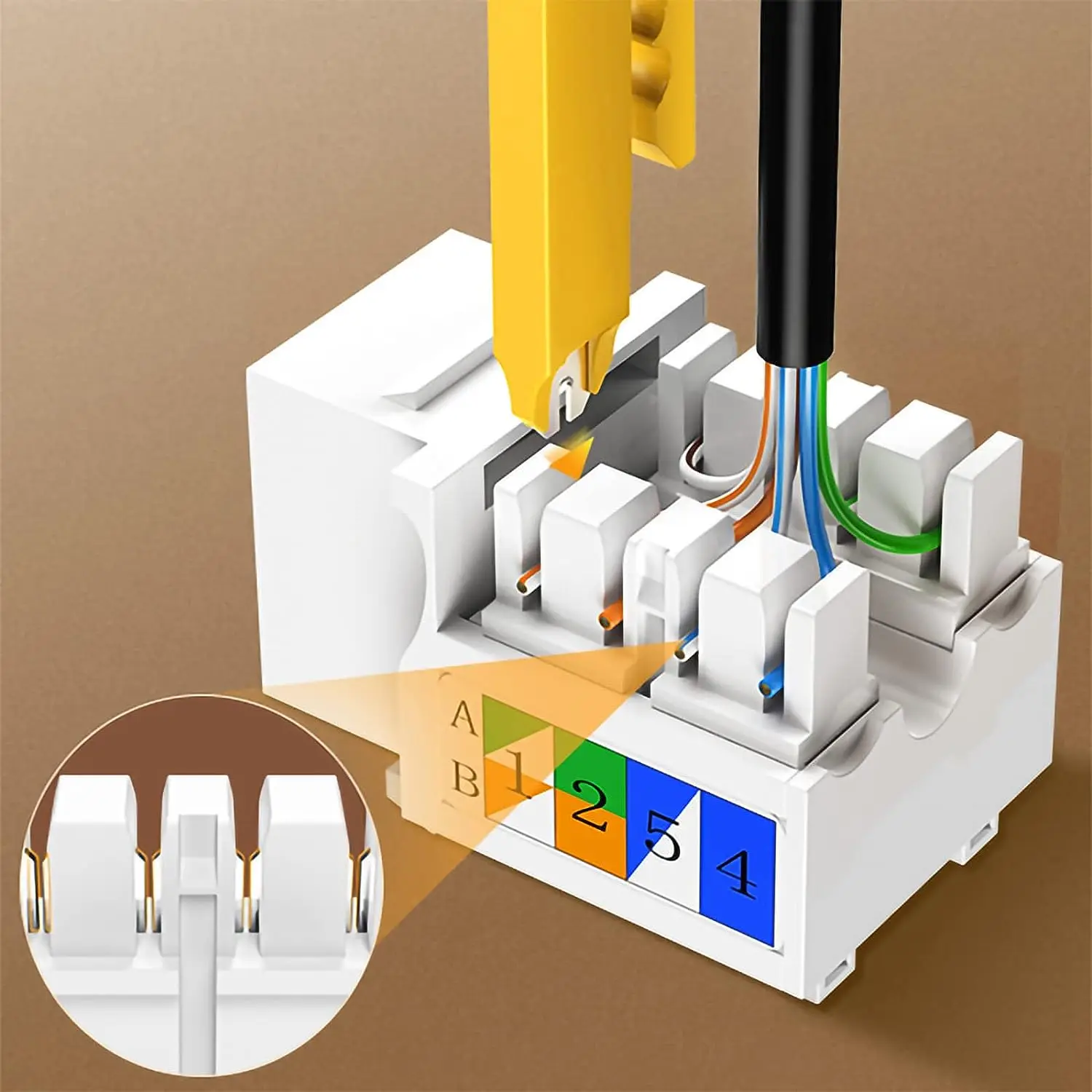 Zoerax 10pcs cat6 Keystone-Buchse, Ethernet-Punch-Down-Anschluss, 90-Grad-Modulkoppler (nicht kompatibel mit Patch-Panel) – Detail 3