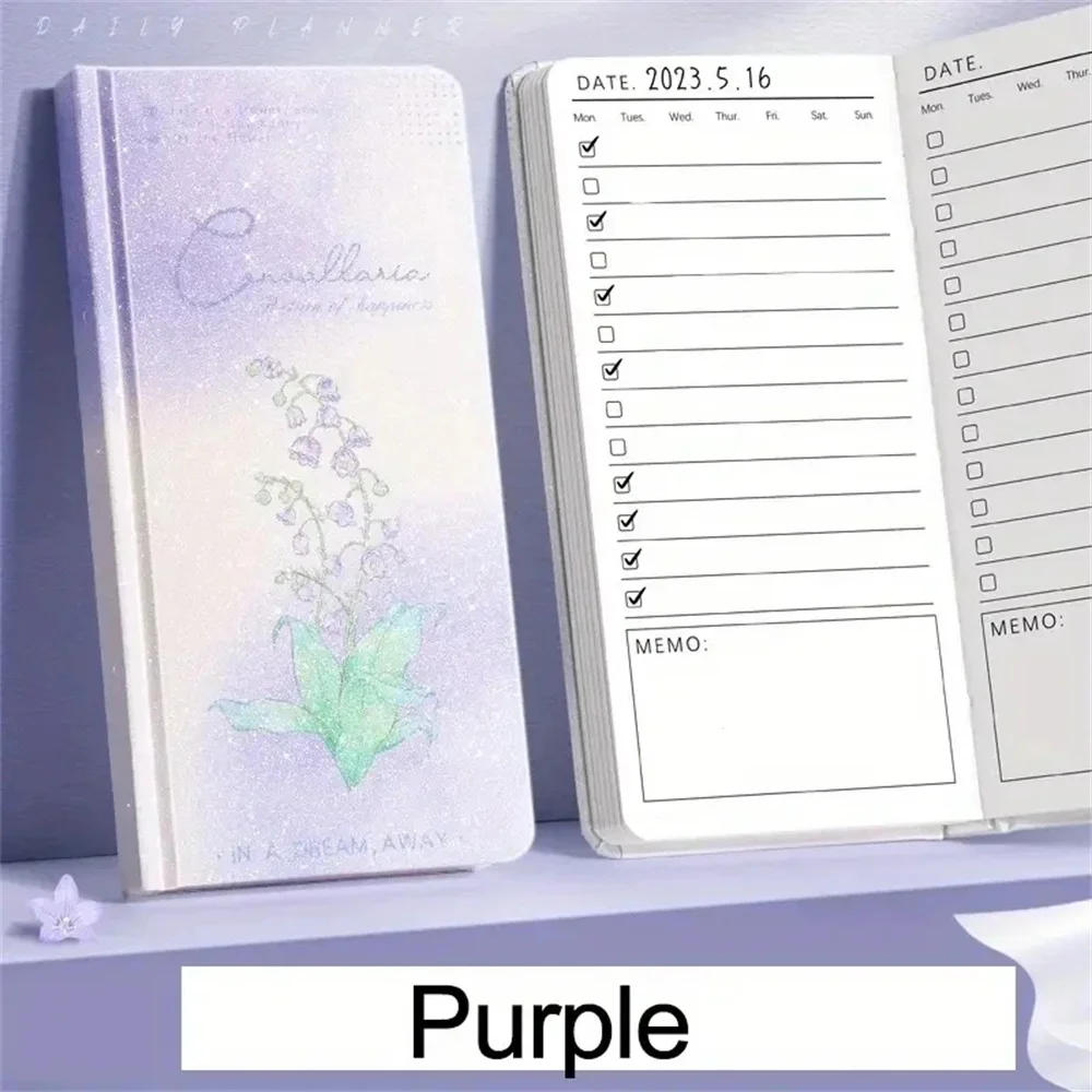 Carnet de notes portable exquis, paillettes, rose, tulipe, liste de tâches, licence, agenda, 03, liste, auto-discipline, enregistrement, calendrier, livre, cadeaux