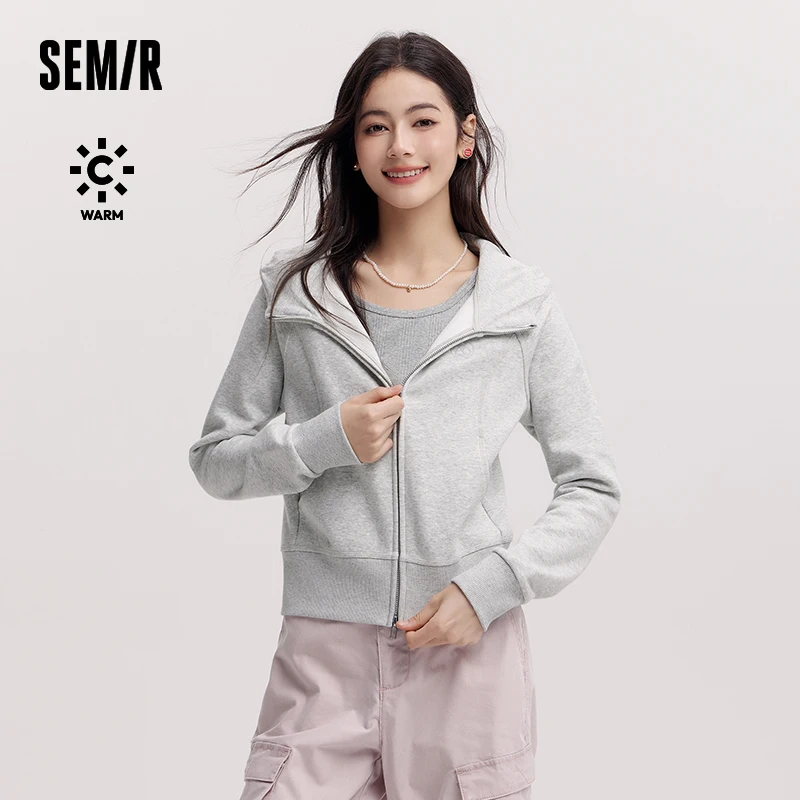 Semir mantel wanita lengan Raglan pendek, jaket bertudung kasual trendi musim dingin baru 2024