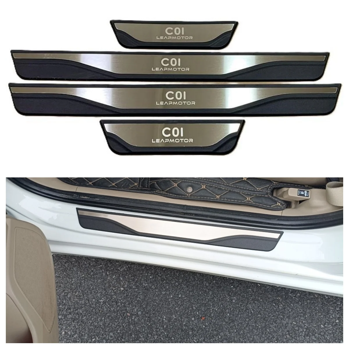 For Leapmotor C01 2027 2026 2025 2024 Car Door Sill Cover Trim Welcome Pedal Threshold Protector Stickers ABS Steel Anti-Scratch