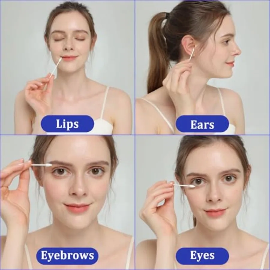 1000 Count Dual Tip Cotton Swabs with Pointed and Rounded Ends Biodegradable Paper Sticks Soft Cotton for Cleaning Makeup and E