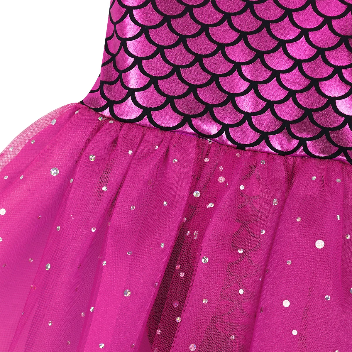 Kids Girls Ballet Dance Dress Sleeveless Glitter Mermaid Gymnastics Tutu Leotard Figure Skating Stage Performance Dancewear