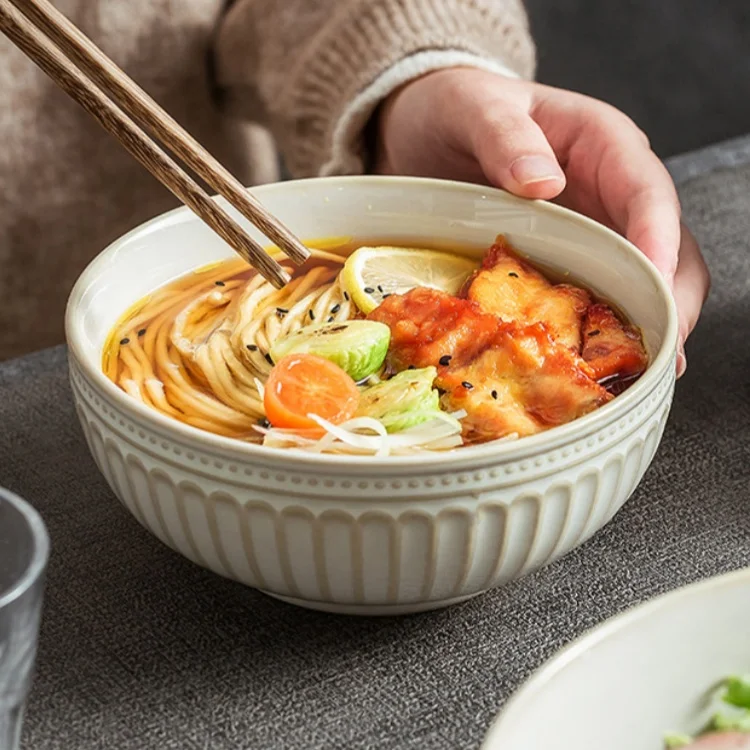 

Большая миска Ele Cerc для лапши и супа, для личного использования, с высокой эстетической ценностью, салатница, китайский стиль, узор под глазурью