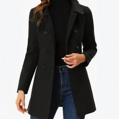 Women's Autumn And Winter CoatsWomen's Winter Trench Coat, Long-sleeved Coat, Elegant Coat With Pockets, Workplace Commuting, Bu