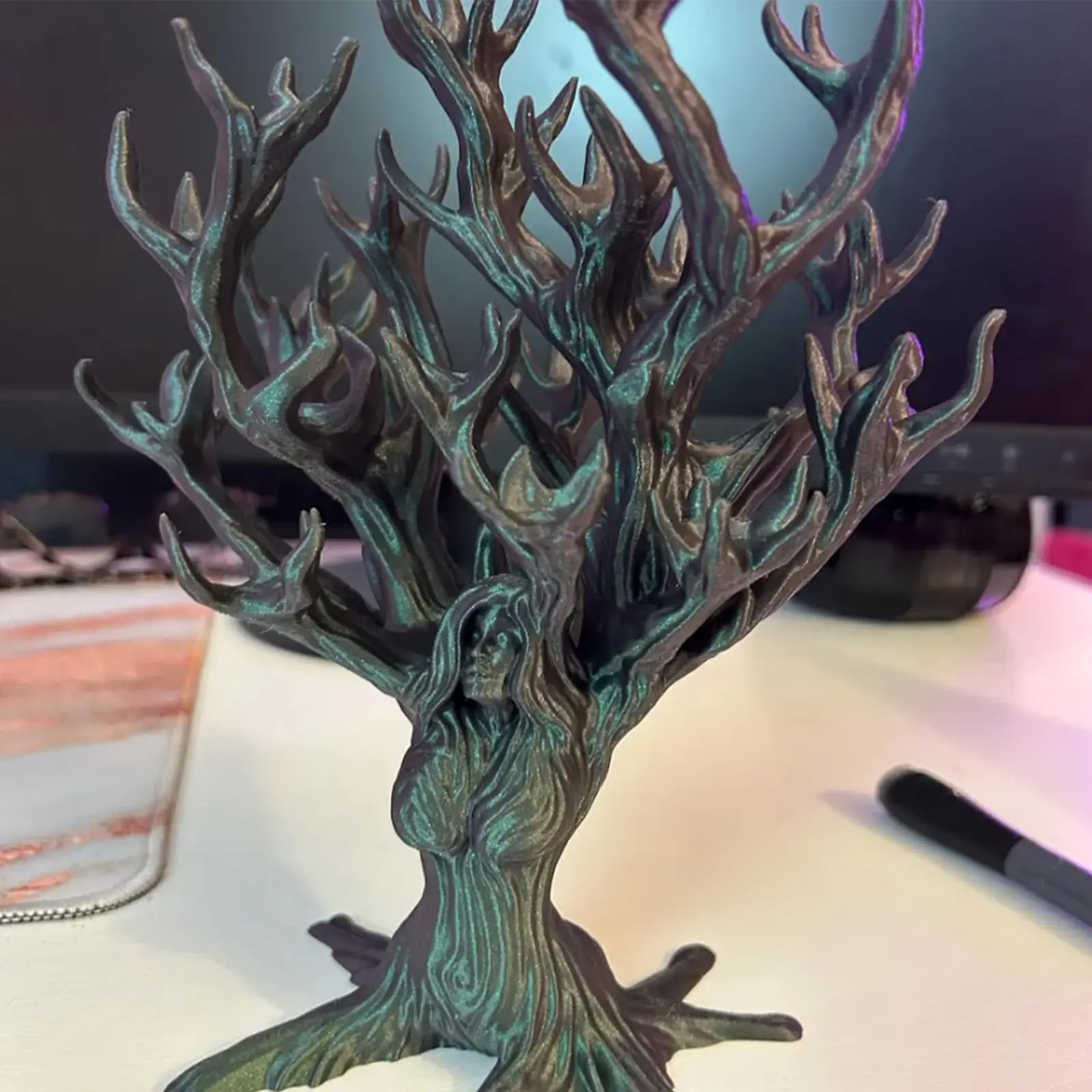 صينية نرد آلهة الشجرة، عرض النرد المحمول الممتع لسطح المكتب ملحقات برج النرد حقيبة النرد آلهة (أسود) #2