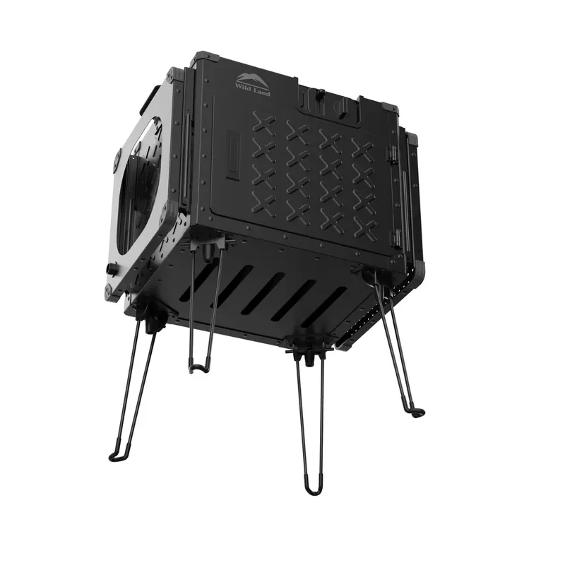 Large Capacity Aluminum Camping Storage Box Portable Foldable Outdoor Kitchen Container with Flap for Wilderness Picnic