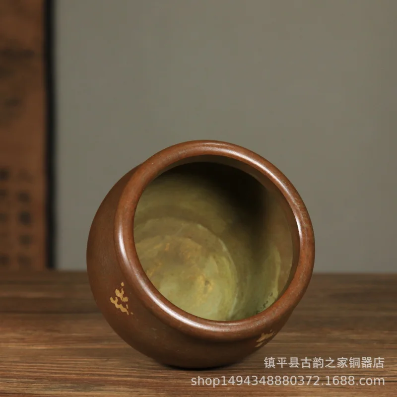 Copper Bowl Set with Base Double-Ear Incense Home Aromatherapy Ornament Xuande Burner Coppe