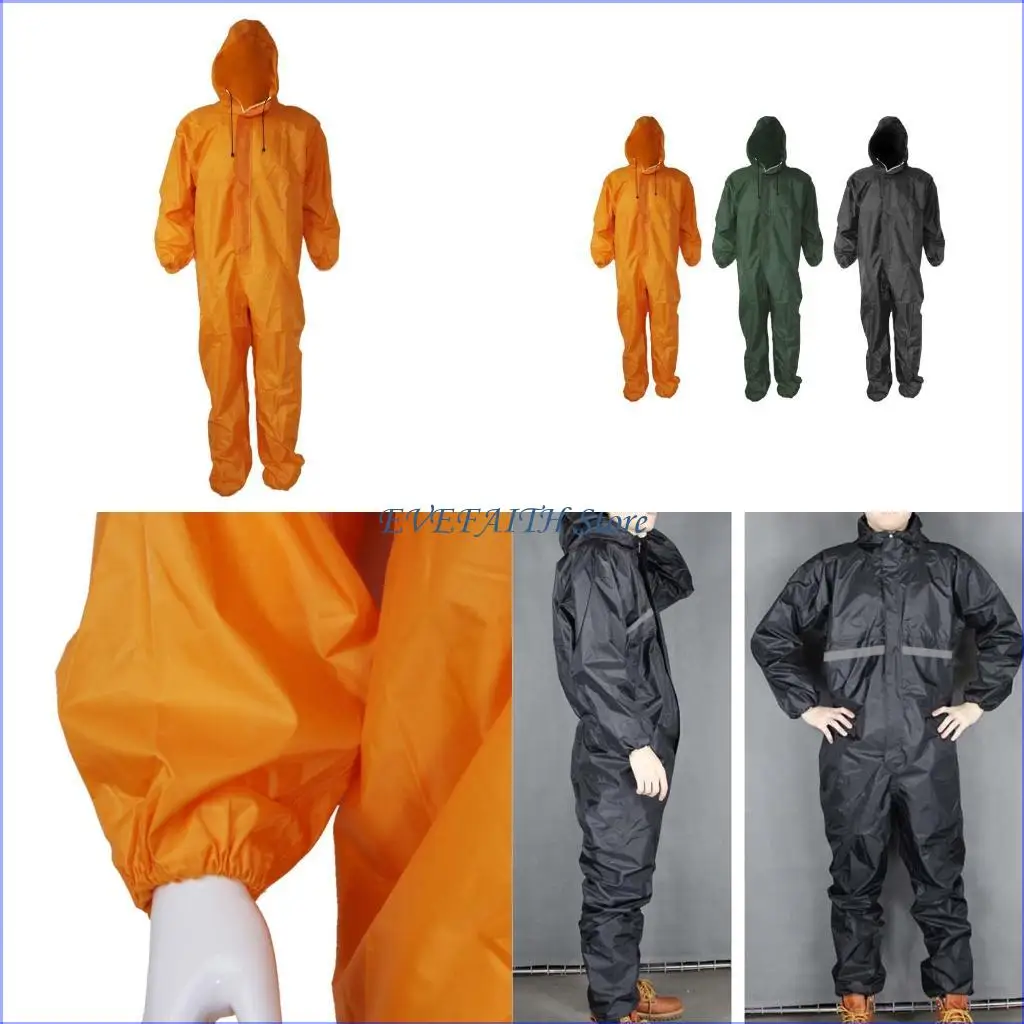 

124B Conjoined Raincoat Coverall Hat Oil-Resistant Work Safety Cycling Waterproof Motorcycle Raincoat Jumpsuit