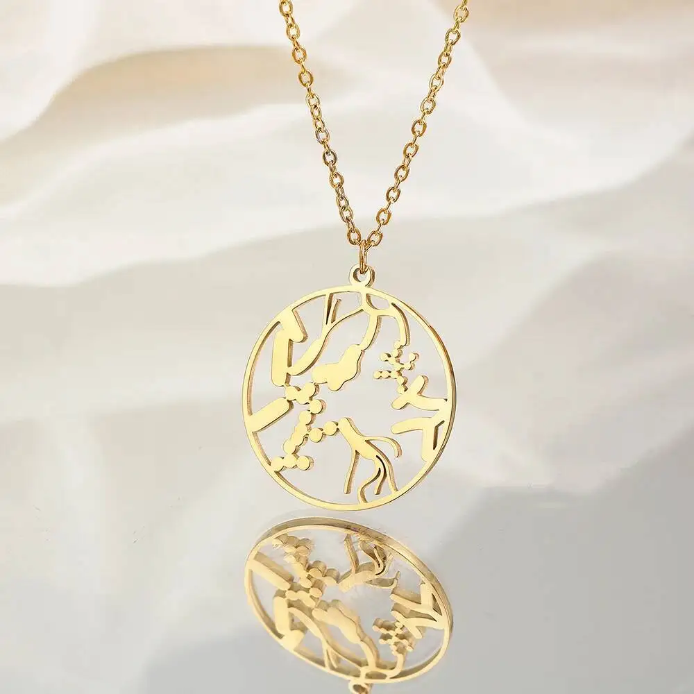 الفولاذ المقاوم للصدأ النساء حساسة ميكروبيوم البكتيريا علم الأحياء الأمعاء قلادة قلادة مجوهرات المعلم #2