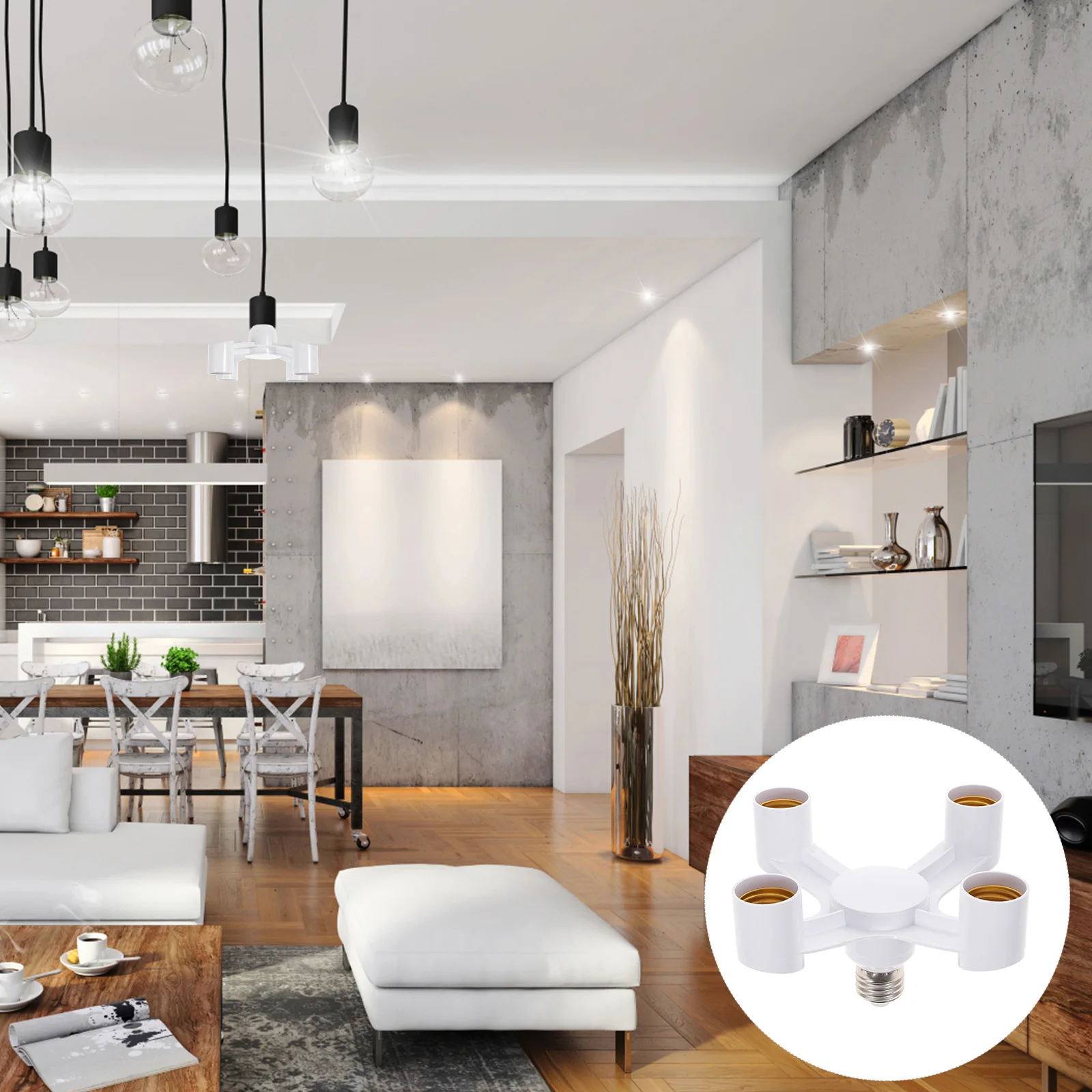 

Light Socket Splitter 4-Branch E26 E27 Lamp Holder Converter Insulation Copper Contact DIY Bulbs Light Socket Splitter