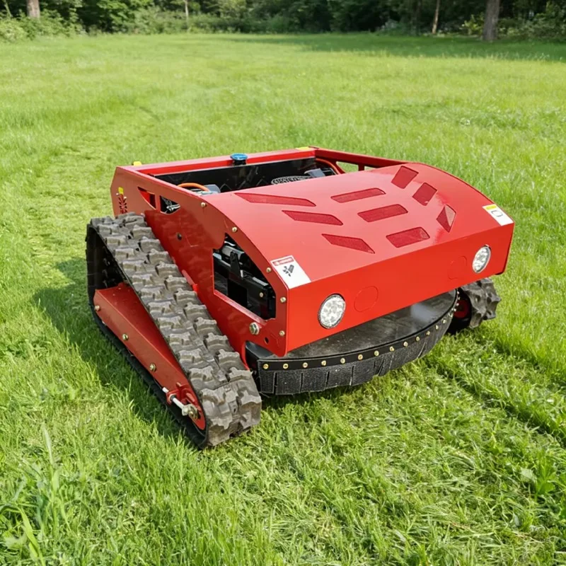 Customized Big Power Engine Industrial Remote Control Crawler Lawn Mower Flail Cutting 800m Range 1500W 120cm Max Cutting Width