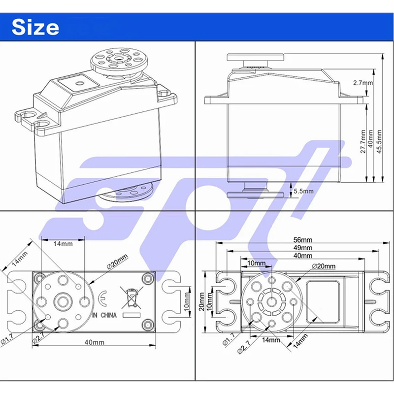เซอร์โวมอเตอร์ดิจิตอล SPT 5325LV 25 กก. เกียร์โลหะ 210/320/360 องศา แรงบิดสูง แกนคู่ 4.8-6V สำหรับหุ่นยนต์ RC Arduino DIY ชิ้นส่วนประกอบโมเดล