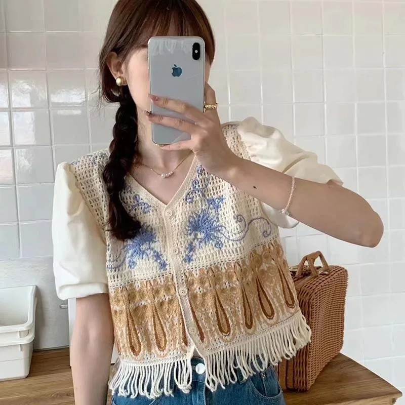 مملة العسل الصيف الخامس الرقبة سليم تصميم تحسس قميص المطرزة الجوف قصيرة الأكمام قميص المرأة موضة جديدة هيم شرابة المرأة #2