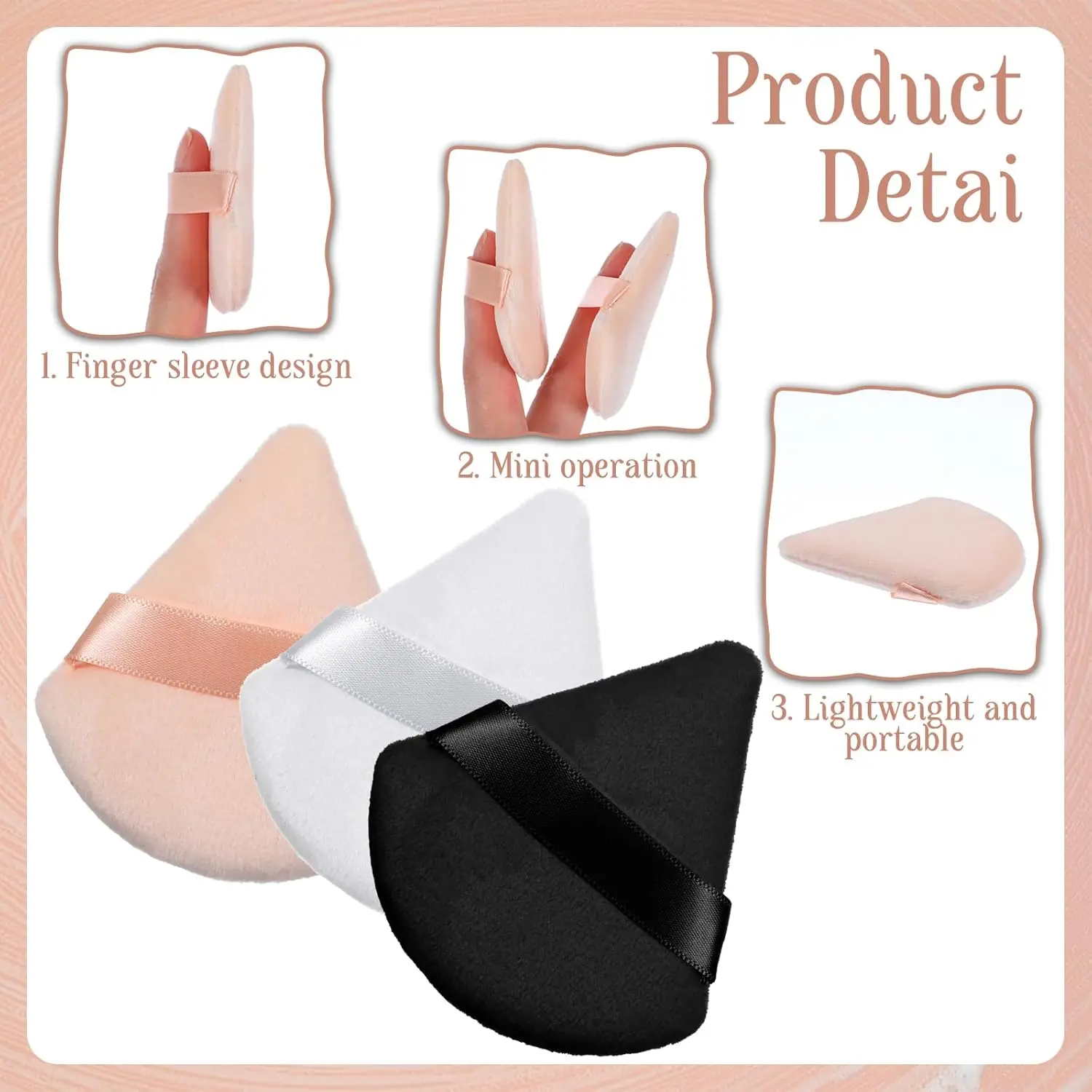 مجموعة منتفخة من بودرة القطيفة مكونة من 15 قطعة - إسفنجة مكياج مثلثة للبودرة/الأساس السائبة | خلاطات وجه خالية من اللاتكس قابلة للغسل بحجم مناسب للسفر