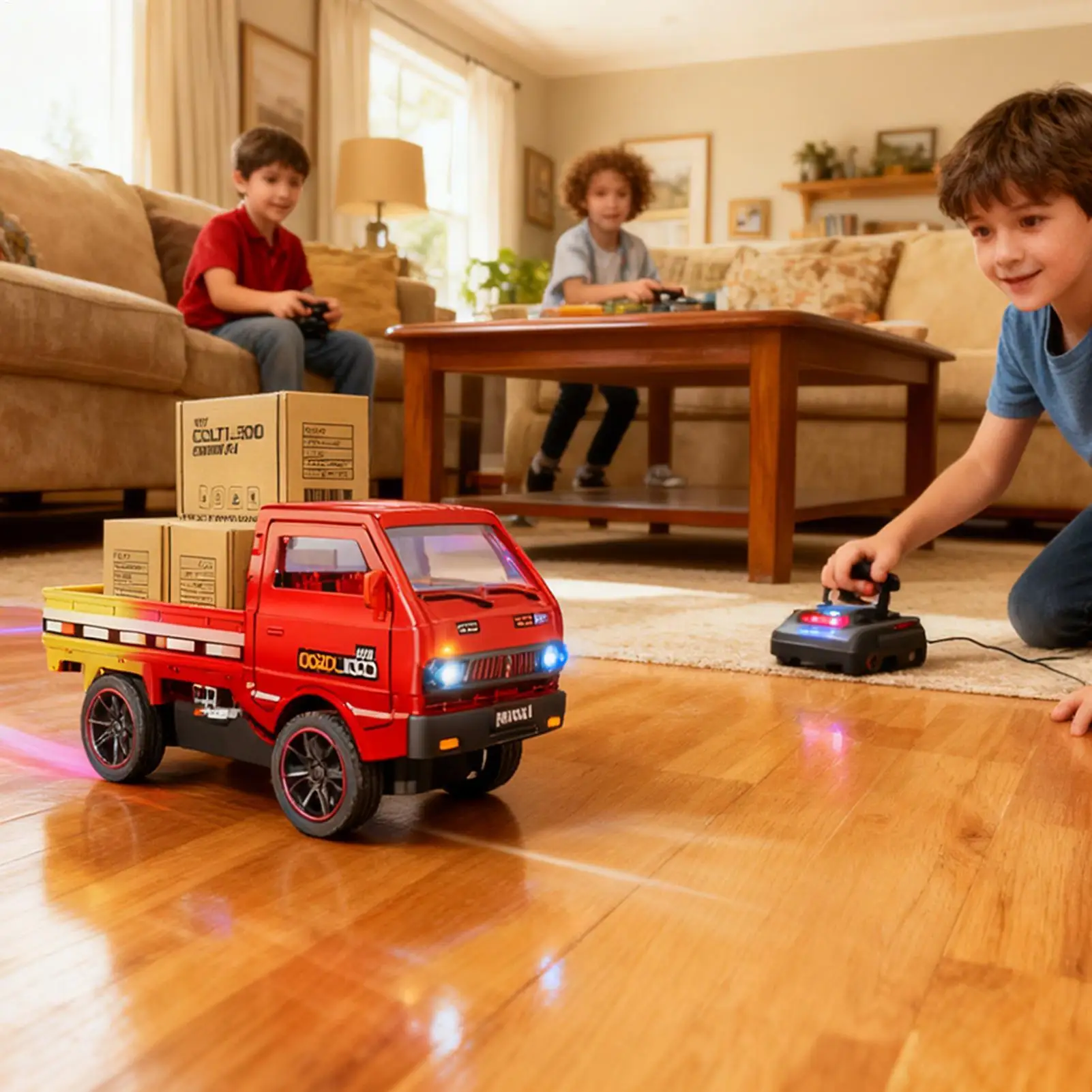 شاحنات RC للأطفال ألعاب المركبات مع شاحنات خفيفة وصوتية للأولاد للعب الداخلي والخارجي في السباق في الفناء الخلفي لعيد الميلاد #2