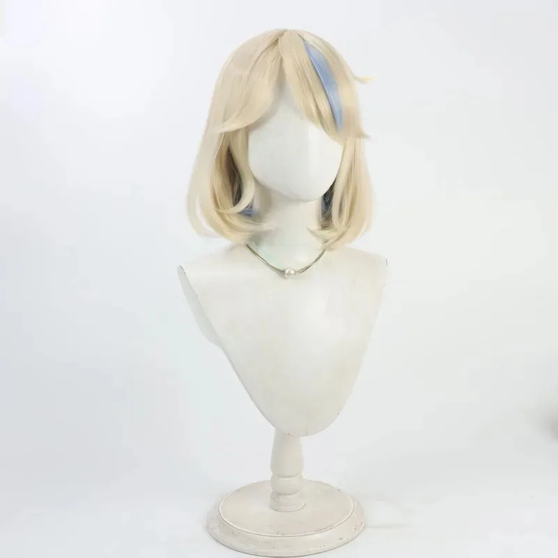 2025 aaa Bubuwig Синтетические волосы Парики для косплея Виртуальный YouTuber Machita Chima 30 см Блондинка Смешанный синий парик Бобо Тепло R