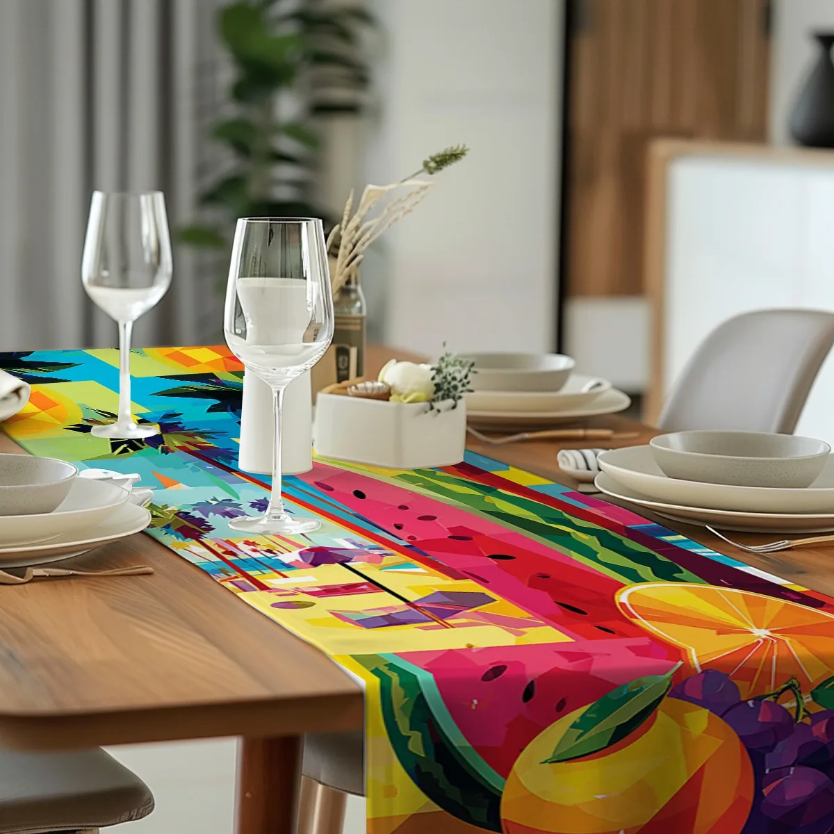 decorations table runner Tropical Fruit Summer Vibes Print Long cloth for party decoration kitchen and farmhouse tabletop decora
