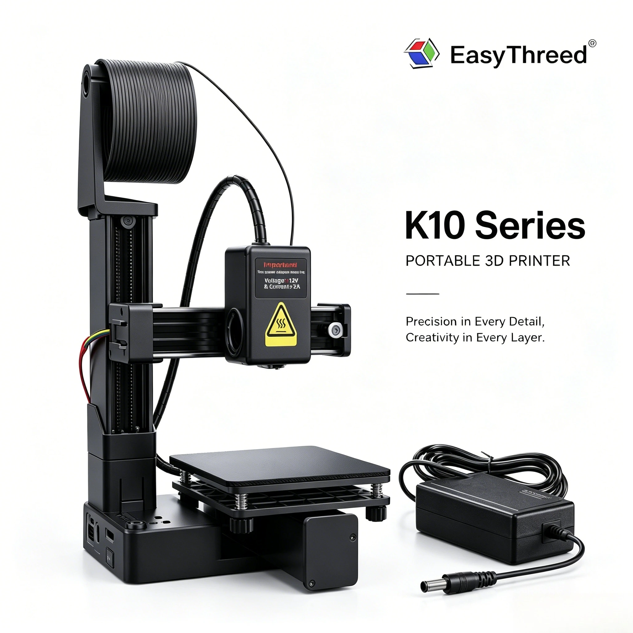 EasyThreed Entry Level Mini 3D Printer Portable Desktop 3D Printer with 100x100x100mm Build Plate Low Noise Fast Assembly for Kids Beginners Home Education DIY Printing Projects Student Use