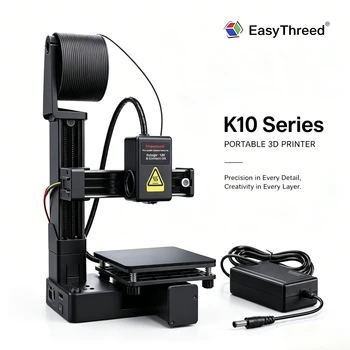 EasyThreed Mini 3D Printer for Kids and Beginners – 100 × 100 × 100mm Build, Low Noise, Fast Assembly