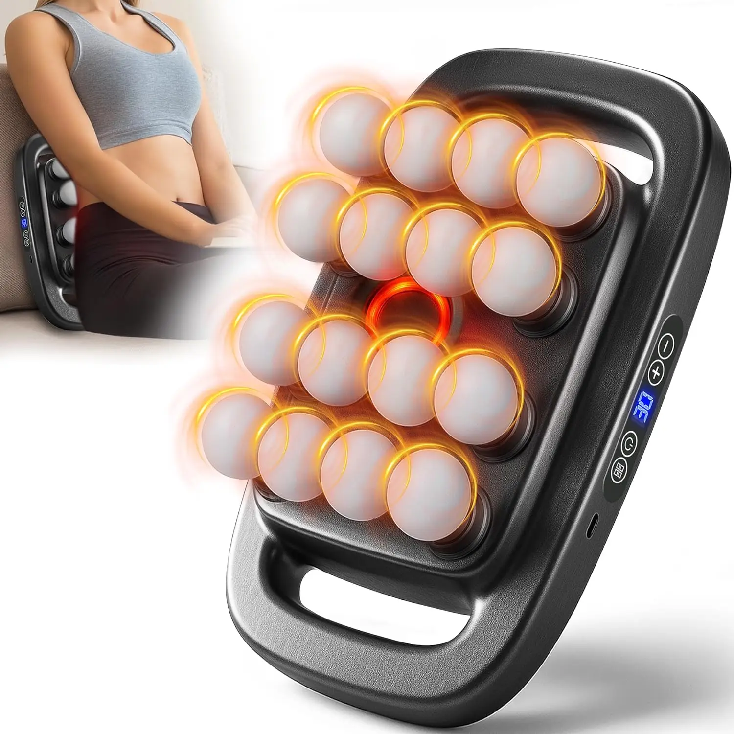 

16 Head Massage Gun Set Deep Tissue Massager with 3 Modes & 30 Intensities Portable Red Light Therapy Quiet Percussion Massage