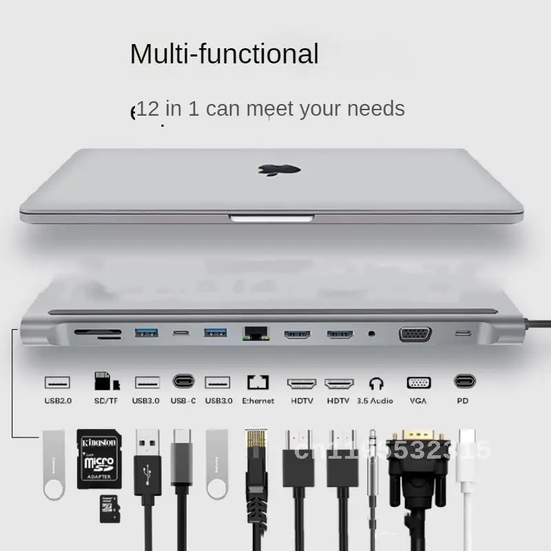 Twelve In One Type-C Docking Station Mst Multi Screen Display Type-C To Pd/Hdmi/Vga Docking Station Multi Interface