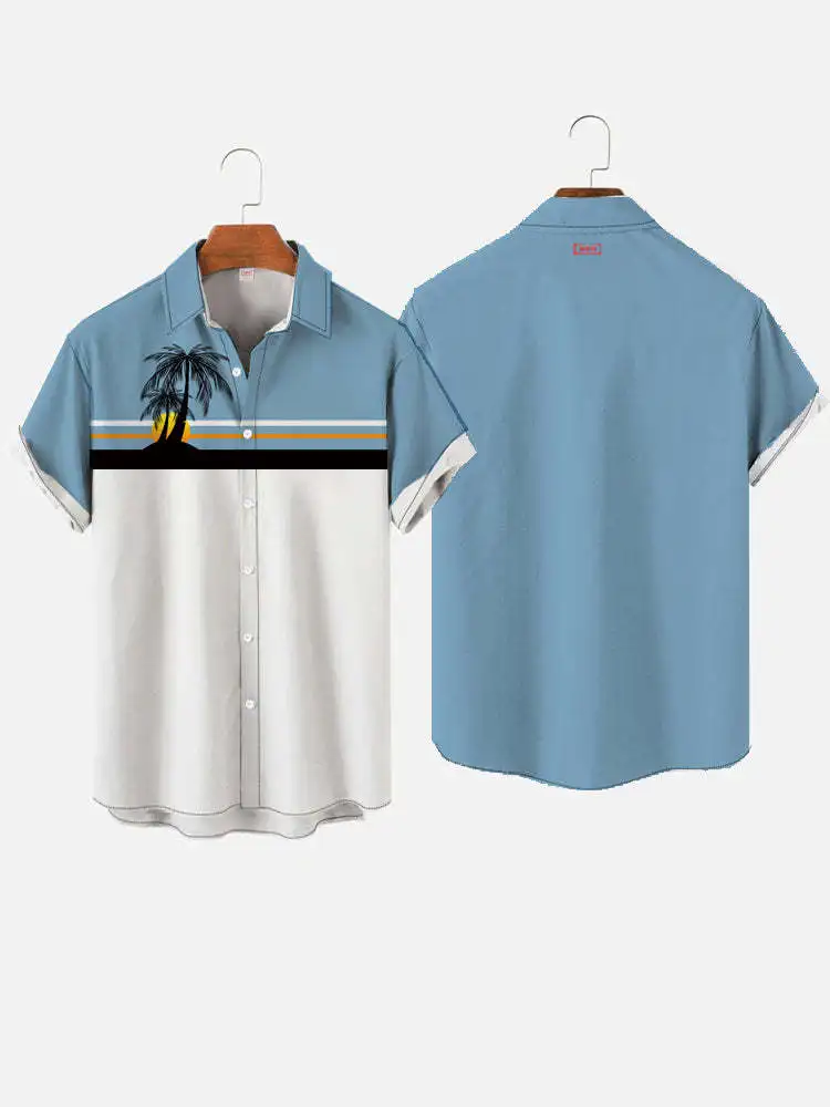 

Гавайские рубашки с узором кокосовой пальмы, модный дизайн, рубашки с короткими рукавами, летняя рубашка с растительным принтом, мужские рубашки для пляжного отдыха