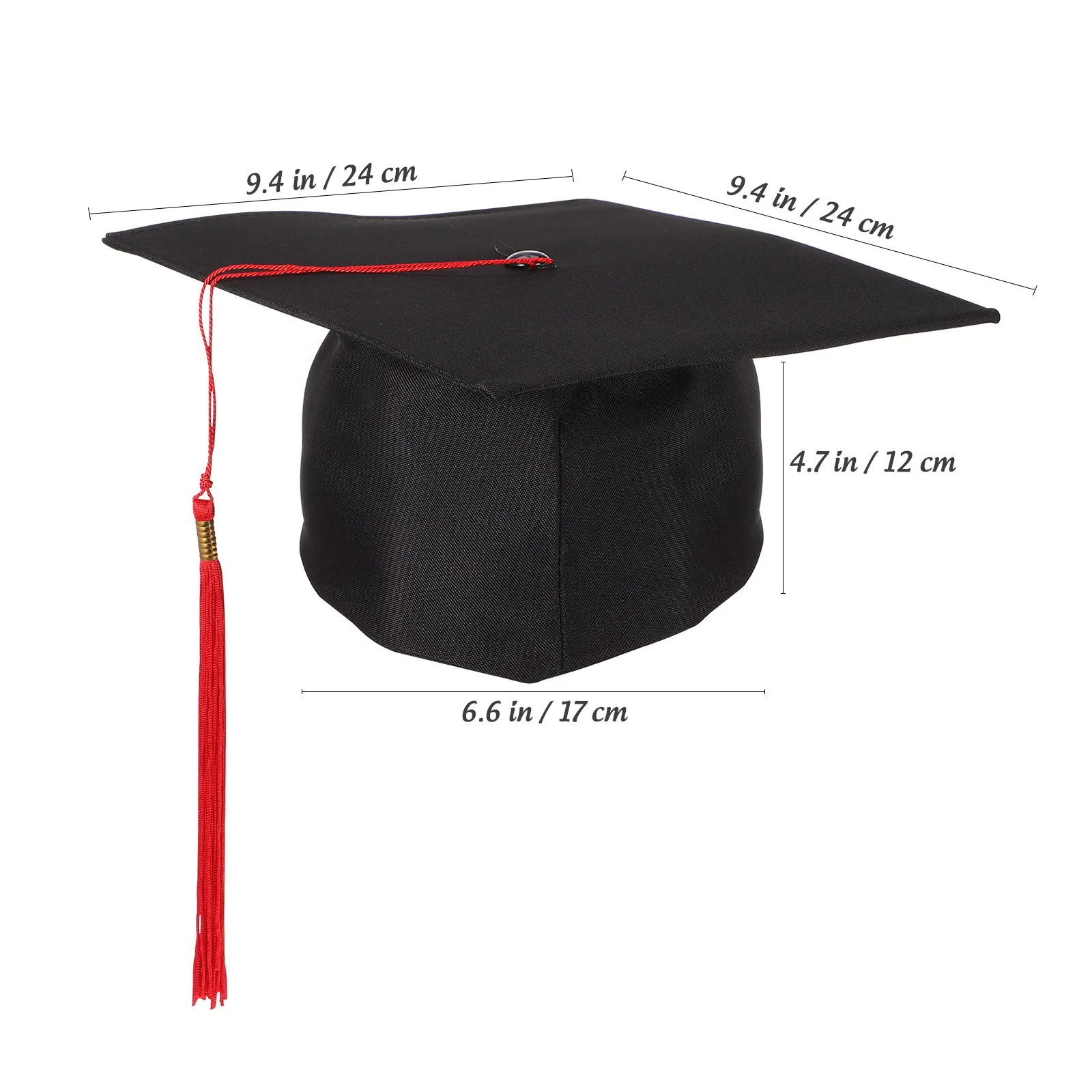 Adult Doctoral Graduation Cap with Red Tassel Smooth Fabric Comfortable Reusable Ceremony Hat
