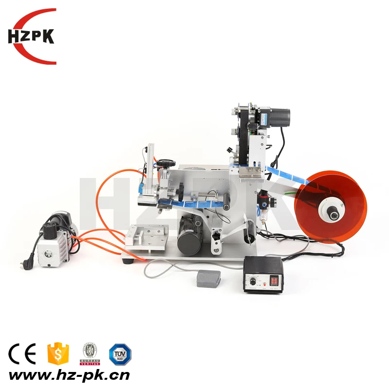 Semi-automatic Flat Sticker Labeling Printing Machines For Bottom Jar Bag Cans Leather With Coding