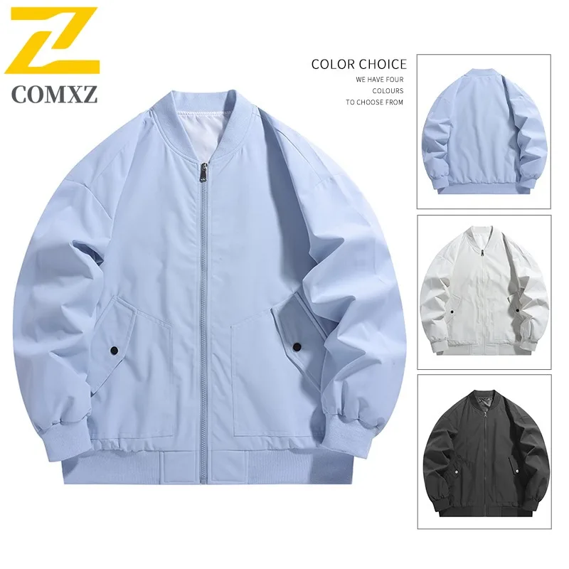 

COMXZ 2025 Couple American Vintage Baseball Jacket Men Women Loose Fit Solid Color Versatile Trendy Autumn Winter Coat