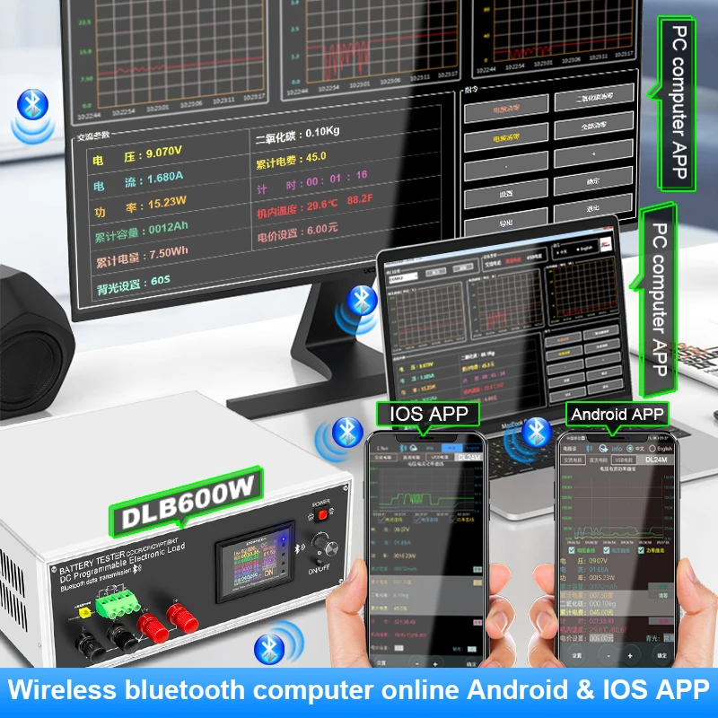 DLB-600W 200 V 40A 18650 Lithium Loodzuur Batterij Capaciteit Monitor Elektronische Belasting Power Tester Ontlading Meter Auto controle Gereedschap