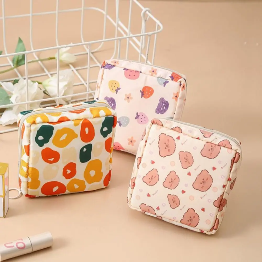 Strawberry Sanitary Napkin Storage Bag Cartoon Design Coin Purse Cherry Storage Bag Storage Cloth Bag Korean Style