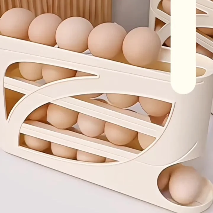 3-Tier Rolling Egg Storage Container for Refrigerator Holds 24 Eggs Organizer Rack Large Capacity Kitchen & Fridge Storage Box product image 7