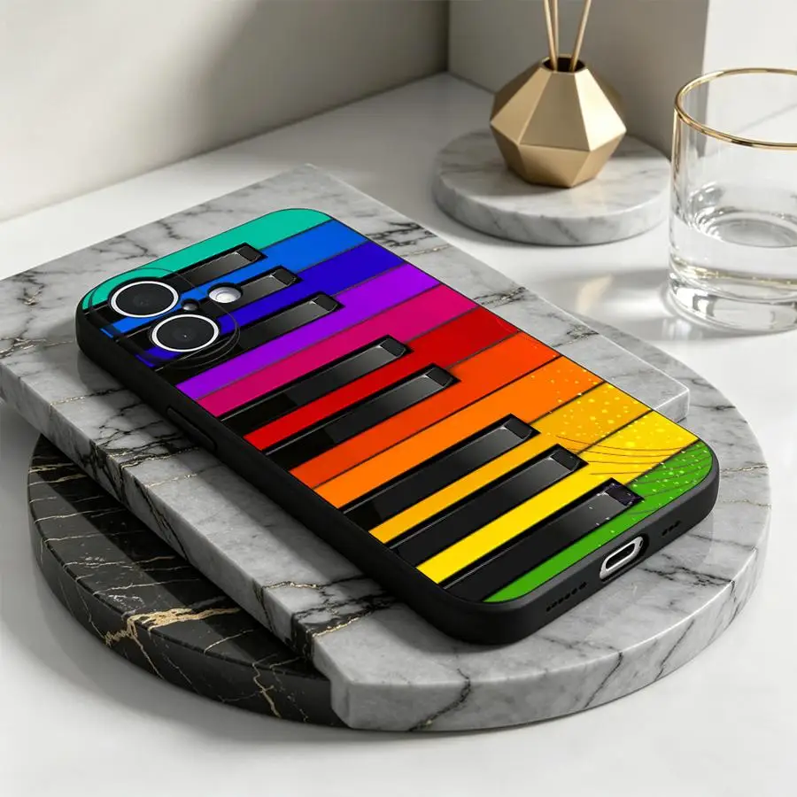 Coque de téléphone pour Apple iPhone 17 Pro Max 16 15 XS XR 11 Air 12 Plus 13 Mini 17e 7 8, motif clavier arc-en-ciel audacieux