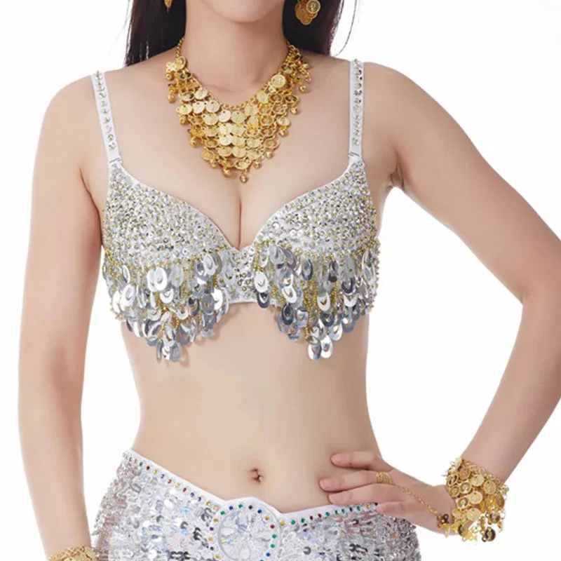 Tribal buikdans beha voor vrouwen pailletten professionele glitter top vintage zigeunerdansen carnaval push-up bh kostuum pak