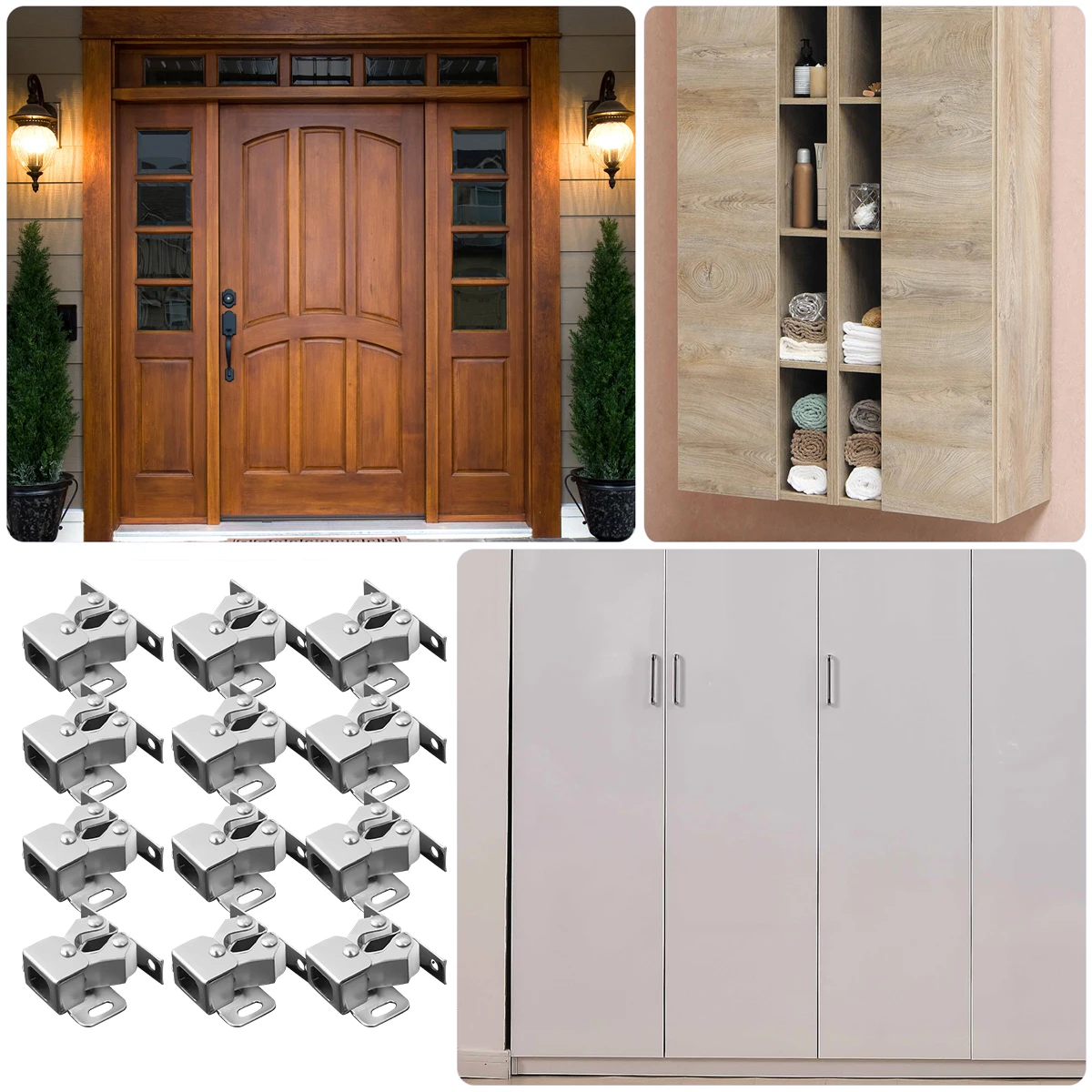 

12pcs Cabinet Door Bead Roller Catch Spring Buckle Lock Silver Stainless Steel Durable Cupboard Accessories Hardware