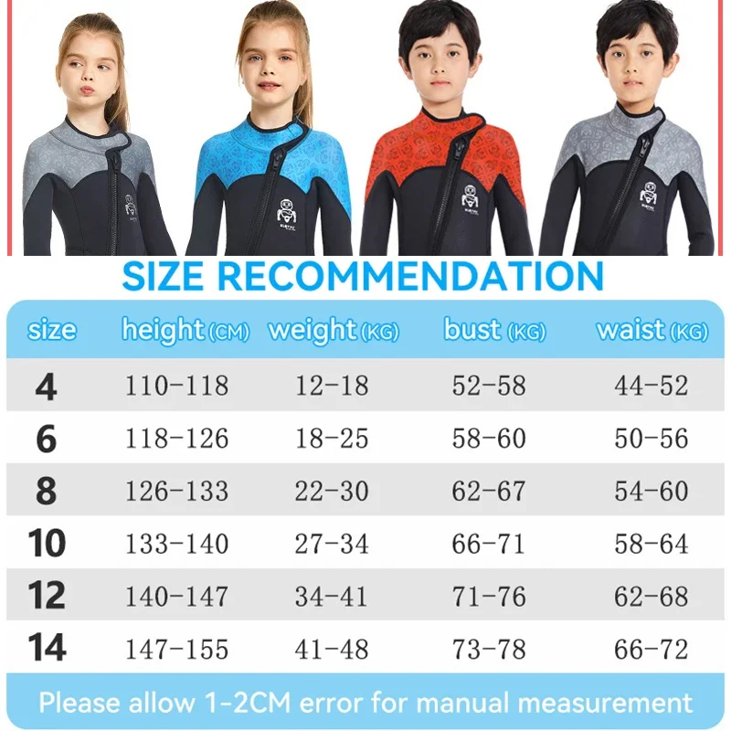 Children's 2.5MM Neoprene Wetsuit One Piece Winter Swimming Warm Diving Surfing Suit Anti-jellyfish Boys Girls Thermal Swimsuit