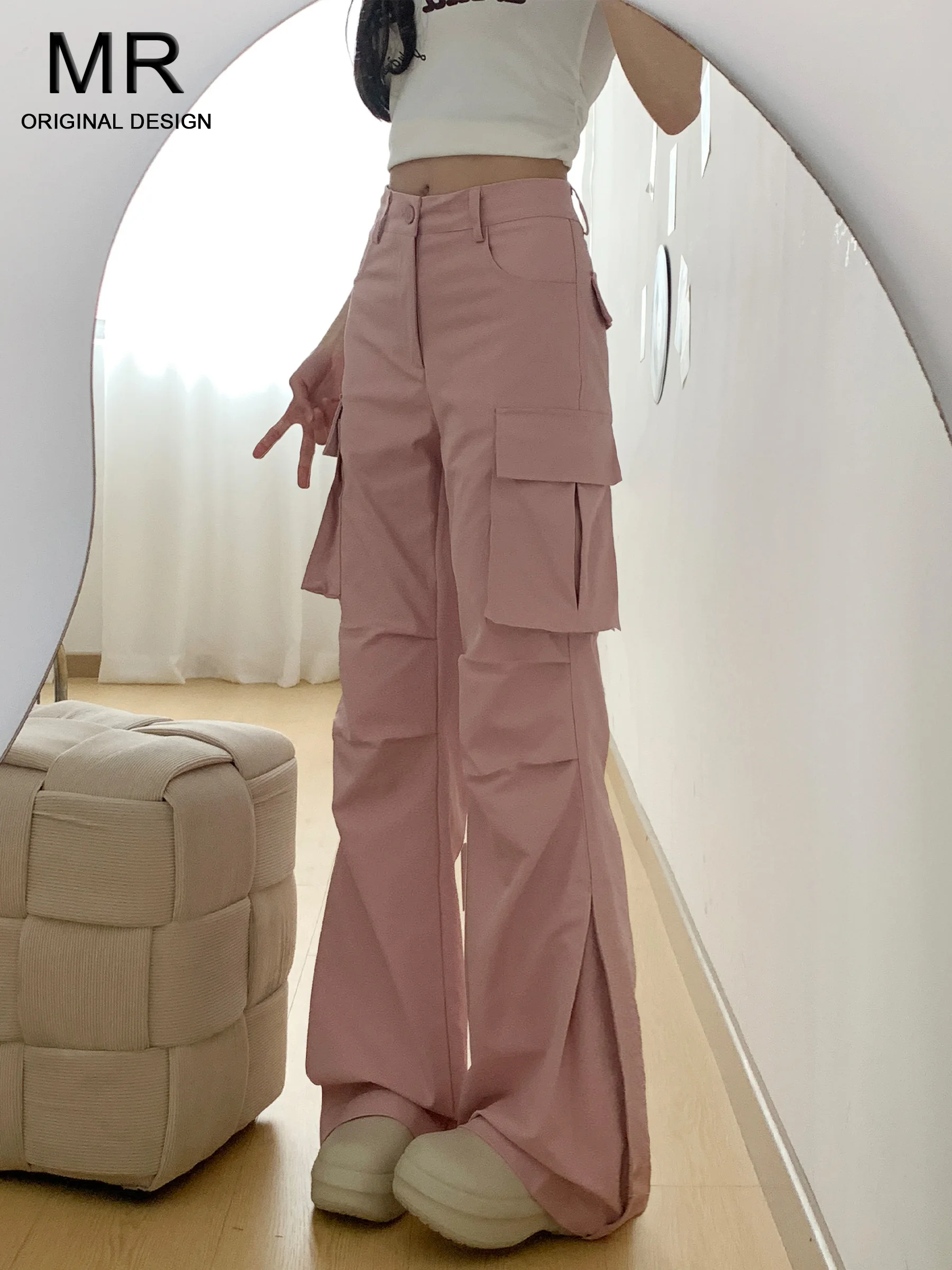

American High Waist Bell Bottom Workwear Casual Pants Women's Summer 2026 New Outdoor Hiking Hoof Small Size Long Trousers