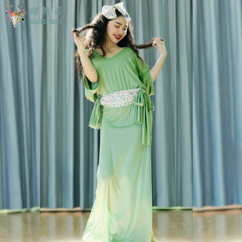 

Тренировочный костюм для танца живота для женщин, халат для практики танца живота с принтом, одежда Shaabi Baladi, народное платье, женская восточная одежда